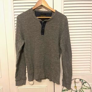 Lucky brand Men's Grey Lived in Henley long sleeve thermal Shirt